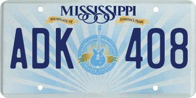 MS license plate ADK408