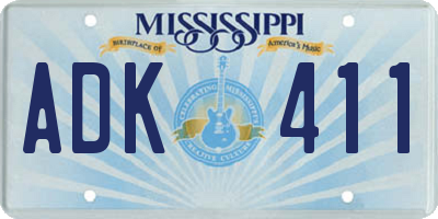 MS license plate ADK411