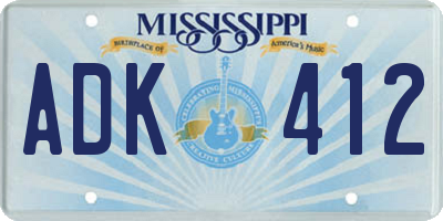 MS license plate ADK412