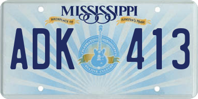 MS license plate ADK413