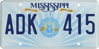 MS license plate ADK415