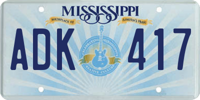 MS license plate ADK417
