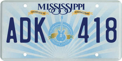 MS license plate ADK418