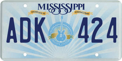 MS license plate ADK424