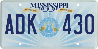 MS license plate ADK430