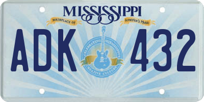 MS license plate ADK432