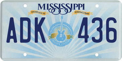 MS license plate ADK436
