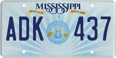 MS license plate ADK437