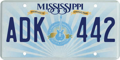 MS license plate ADK442