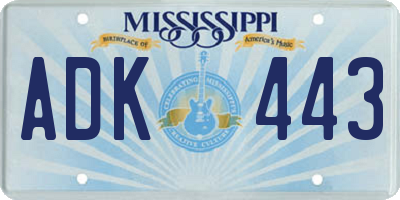 MS license plate ADK443
