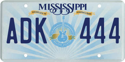 MS license plate ADK444