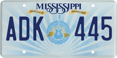 MS license plate ADK445