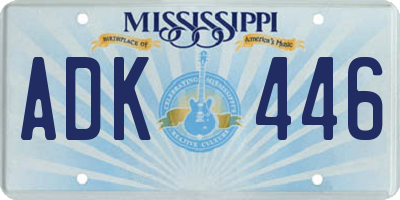 MS license plate ADK446