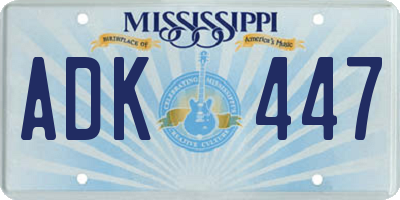 MS license plate ADK447