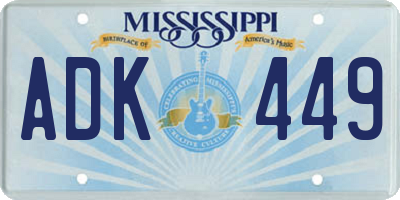 MS license plate ADK449