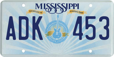 MS license plate ADK453
