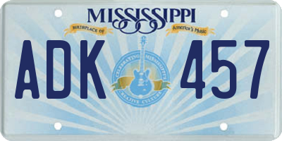 MS license plate ADK457