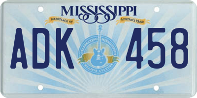 MS license plate ADK458