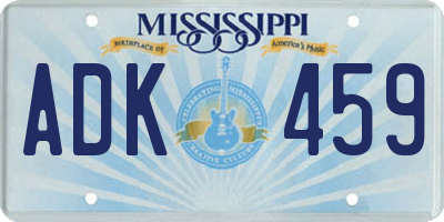 MS license plate ADK459