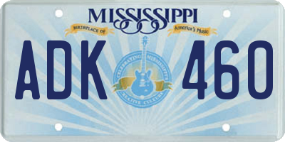 MS license plate ADK460