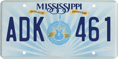 MS license plate ADK461