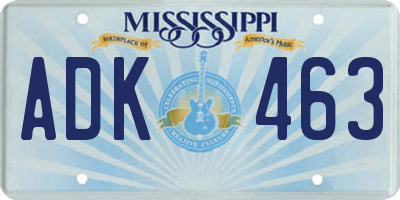 MS license plate ADK463