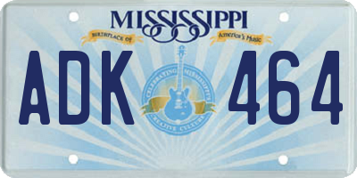 MS license plate ADK464