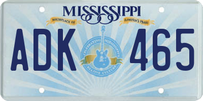 MS license plate ADK465