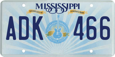 MS license plate ADK466