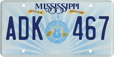 MS license plate ADK467