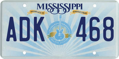 MS license plate ADK468