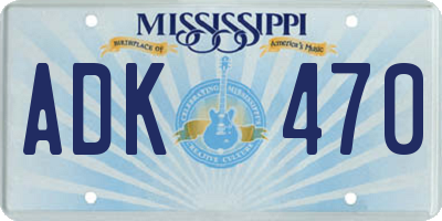 MS license plate ADK470