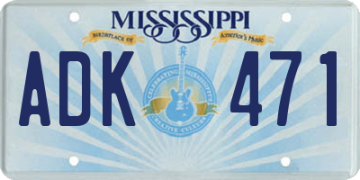 MS license plate ADK471
