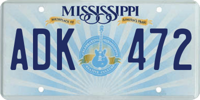 MS license plate ADK472