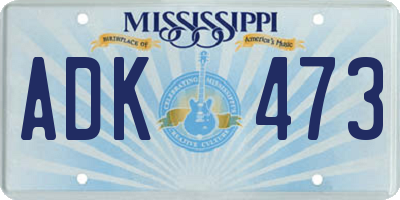 MS license plate ADK473