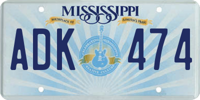 MS license plate ADK474
