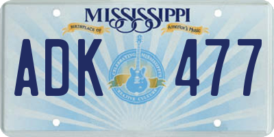 MS license plate ADK477