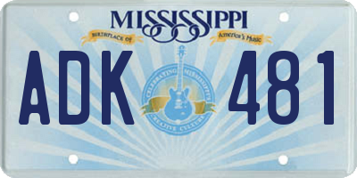 MS license plate ADK481