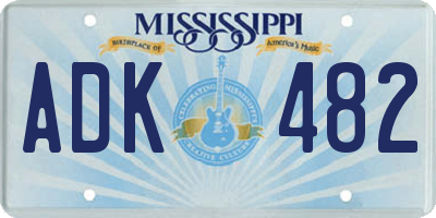 MS license plate ADK482