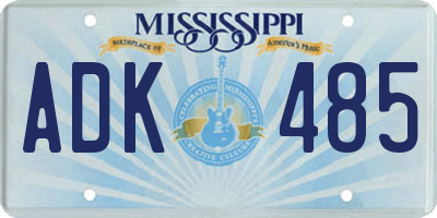 MS license plate ADK485