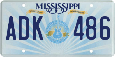 MS license plate ADK486