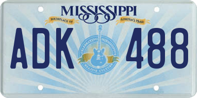 MS license plate ADK488