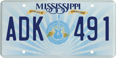 MS license plate ADK491