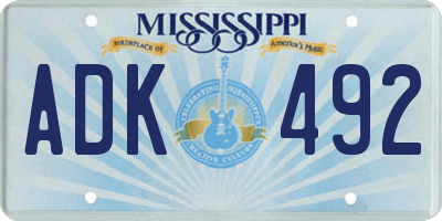 MS license plate ADK492