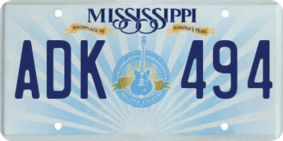 MS license plate ADK494