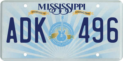 MS license plate ADK496