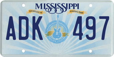 MS license plate ADK497
