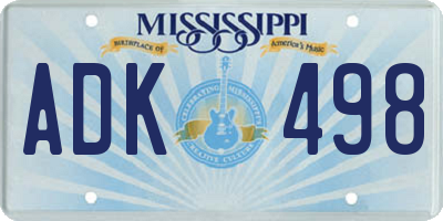 MS license plate ADK498