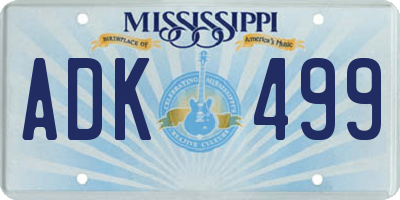 MS license plate ADK499