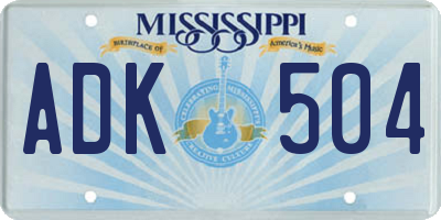 MS license plate ADK504